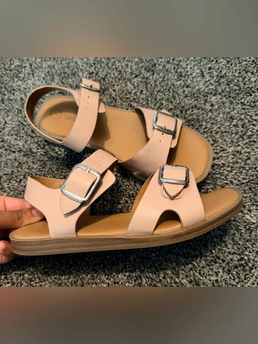 Cat & Jack Girls Pale Pink Double-Buckle Sandals